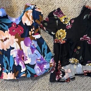 Floral Short Sleeve Kids Tops - Set of 2